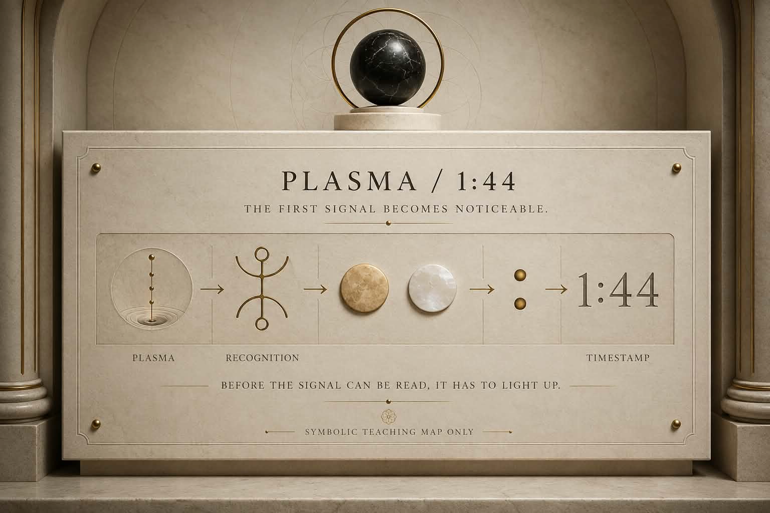 Plasma 1:44 teaching plate showing plasma, recognition, and timestamp